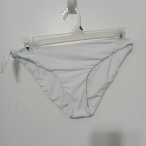 Tinibikini Solid White Lined Bikini Bottom. Ties at side